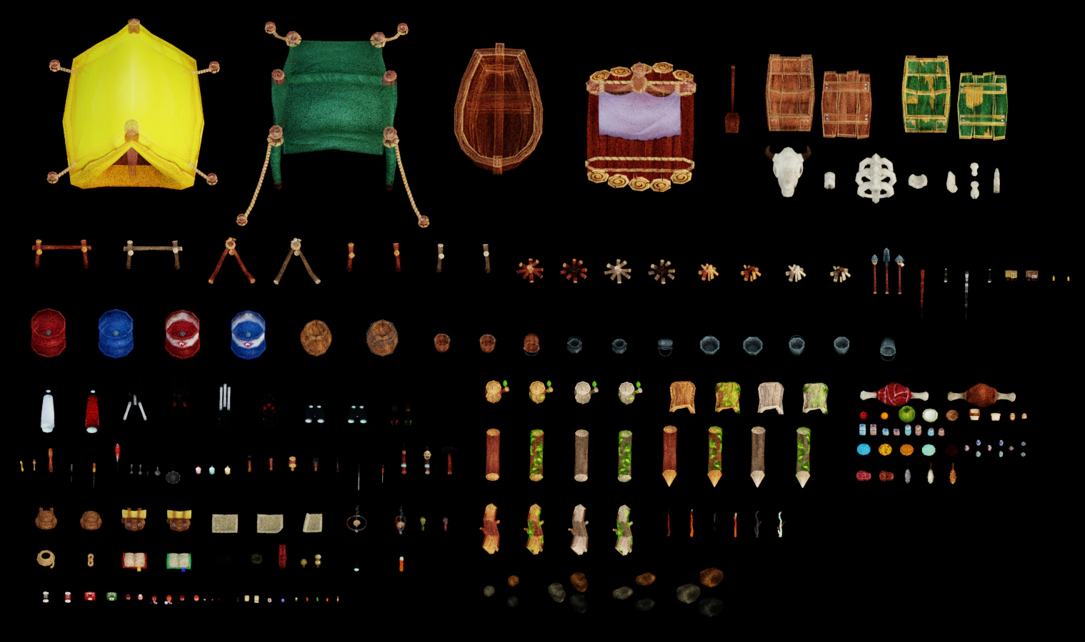 Outdoor camping assets 3D Model .c4d .max .obj .3ds .fbx .stl .blend 