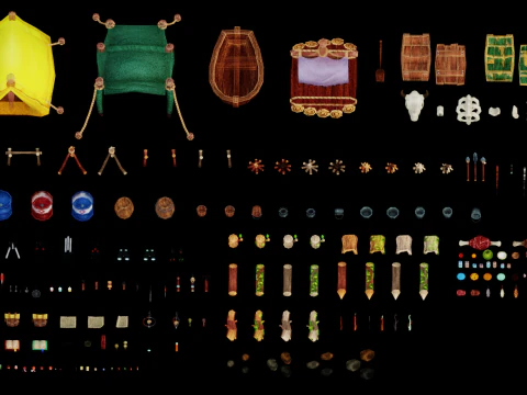 A&ccedil;ık hava kamp varlıkları 3D Model