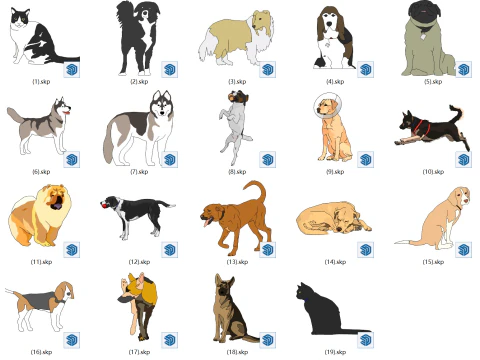 2D 캐릭터 SU 모델 애완동물 3D 모델