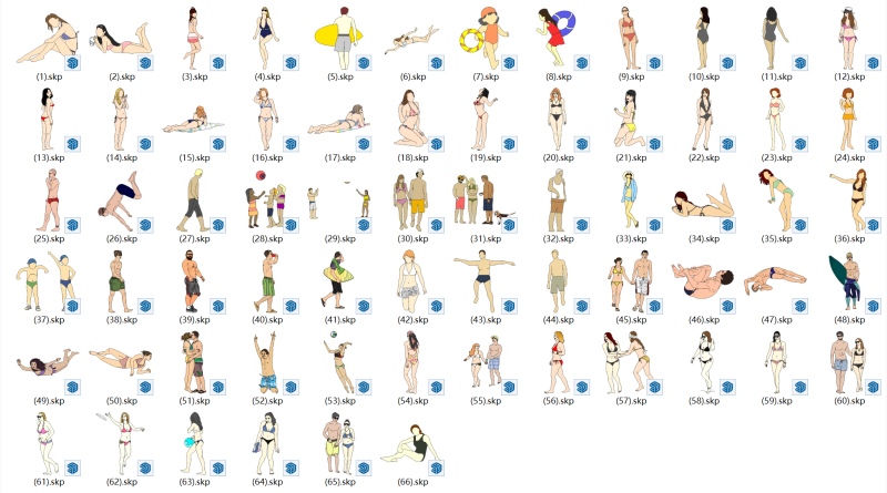 2DキャラクターSUモデル競泳水着 3Dモデル .c4d .max .obj .3ds .fbx .stl .blend 