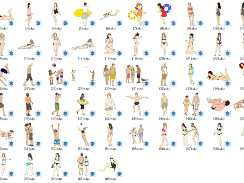 2DキャラクターSUモデル競泳水着 3Dモデル