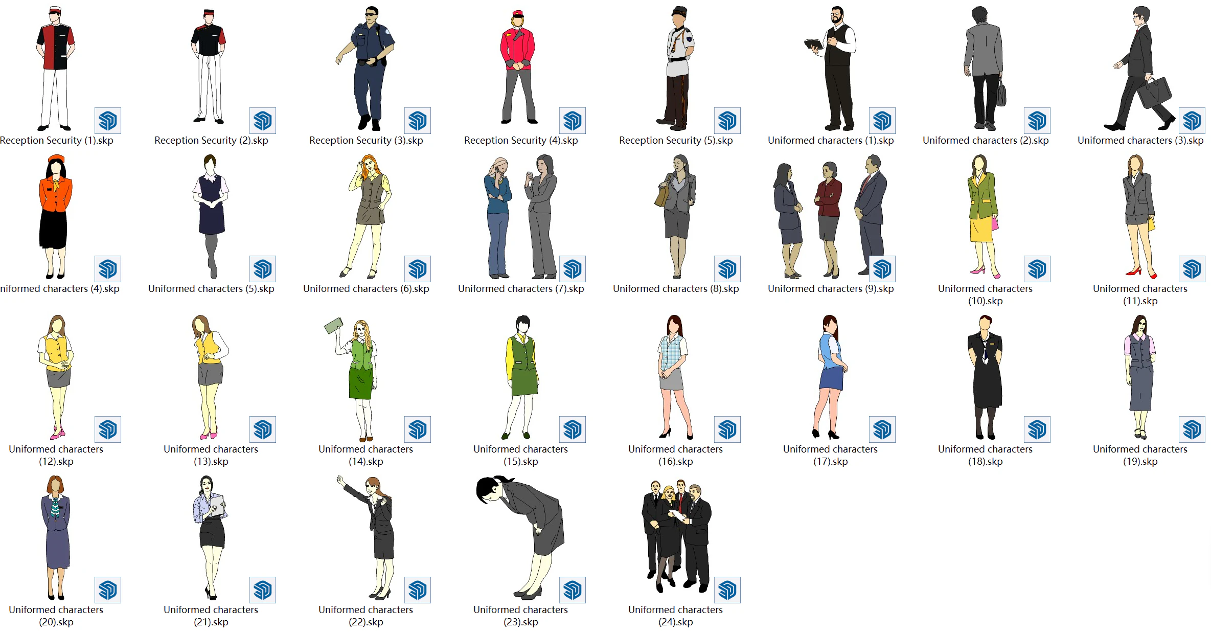 2D character SU model uniform formal attire 3D Model .c4d .max .obj .3ds .fbx .stl .blend 