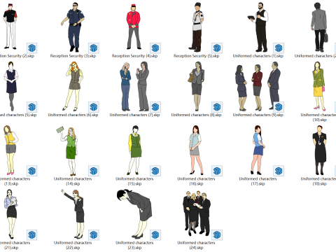 Pakaian formal seragam model SU karakter 2D Model 3D