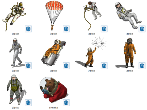 Бібліотека пози астронавта SketchUp Кілька фігур Прямий доступ Швидкий набір 3D Модель