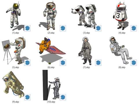 Masters Selection Kolekcja wykwintnych póz astronautów przygotowanych dla SketchUp ze znakomitym d Model 3D
