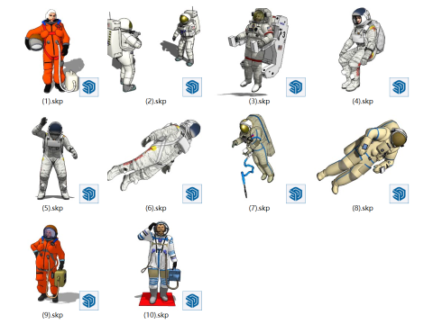 Boîte à outils créative de scène spatiale Un ensemble de modèles d'astronautes conçus pour SketchUp pour vous aider à créer un e Modèle 3D