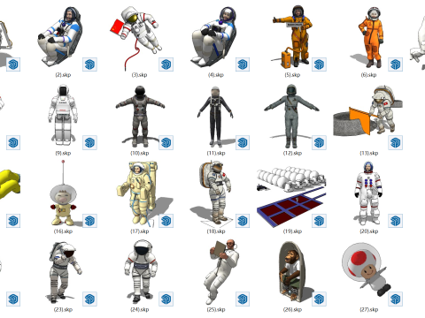 SketchUp-astronautkaraktermodel inclusief meerdere poses 3D Model