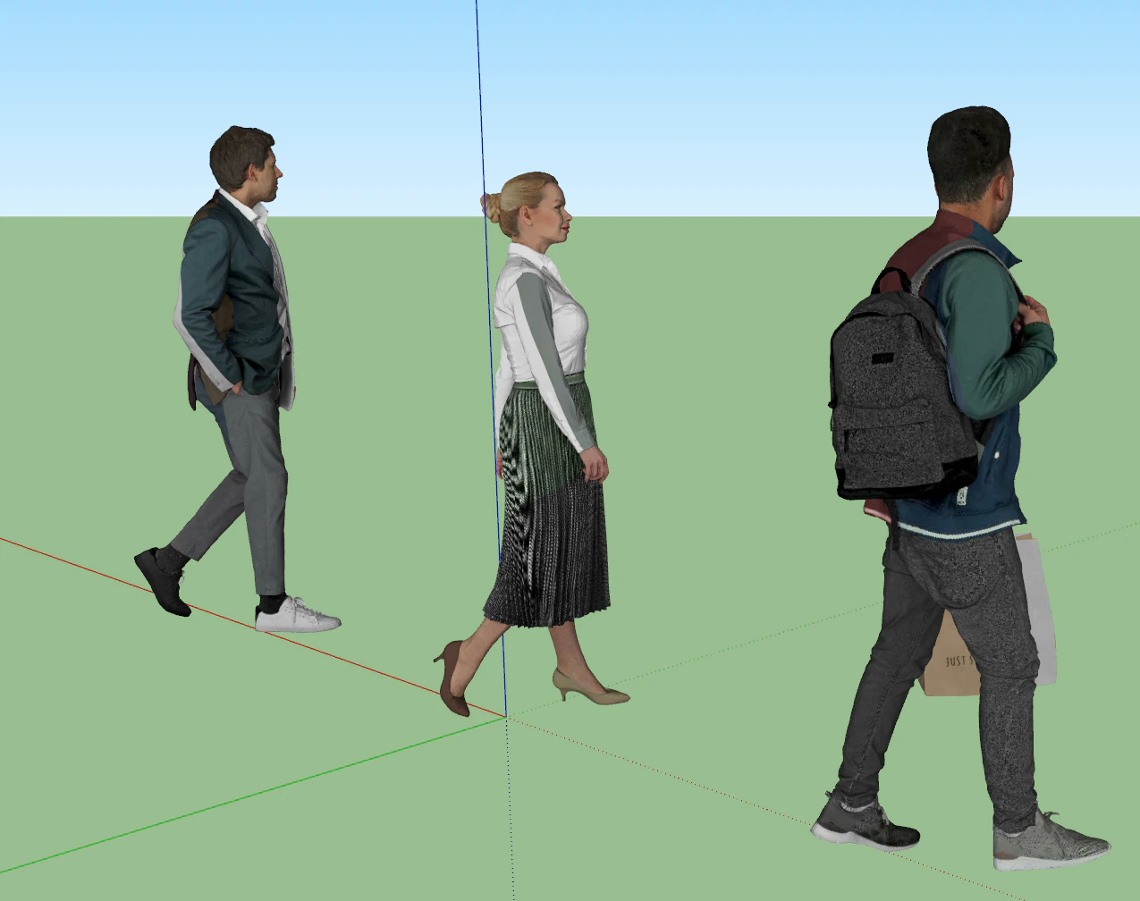 Multi dynamic pose character SketchUp model 3D Model .c4d .max .obj .3ds .fbx .stl .blend 