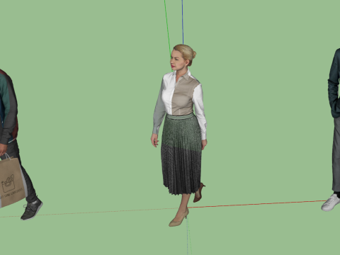 Модель SketchUp с мультидинамической позой персонажа 3D Модель