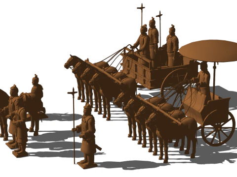 The Grand Qin Empire Army the magnificent SU model of the Terra Cotta Warriors helps you build a his 3D Model