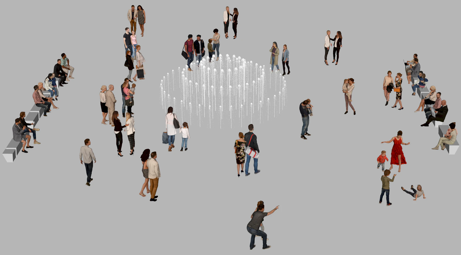 Fountain Square and Crowd Activity Space SU Design Scheme Model 3D Model .c4d .max .obj .3ds .fbx .stl .blend