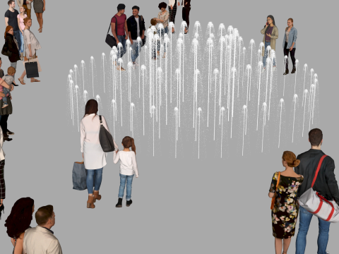 Fountain Square en Crowd Activity Space SU-ontwerpschemamodel 3D Model