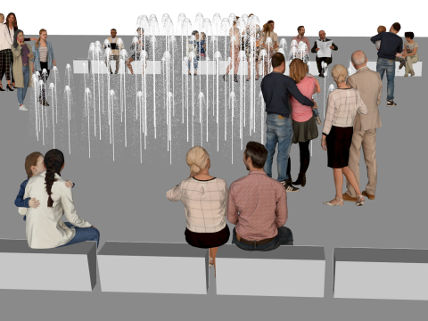 Fountain Square en Crowd Activity Space SU-ontwerpschemamodel 3D Model