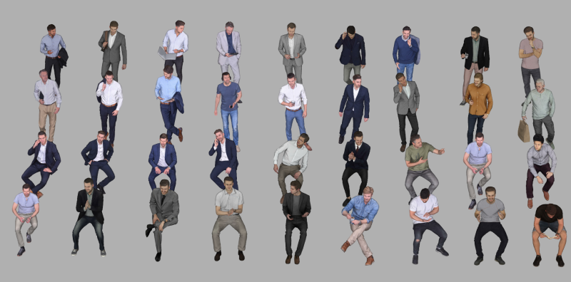 Zasoby modeli postaci SU z wieloma pozycjami Model 3D .c4d .max .obj .3ds .fbx .stl .blend