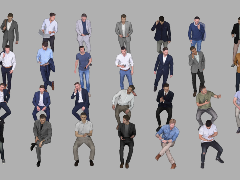 Multi pose SU character model resources 3D Model