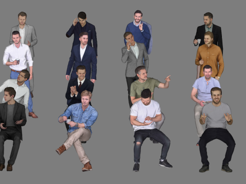 Zasoby modeli postaci SU z wieloma pozycjami Model 3D