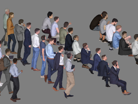 Zasoby modeli postaci SU z wieloma pozycjami Model 3D