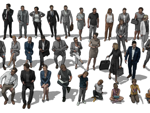 豊富なアクション姿勢SUキャラクターモデルセット 3Dモデル