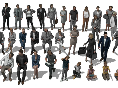 Rijke actiehouding SU-tekenmodelset 3D Model