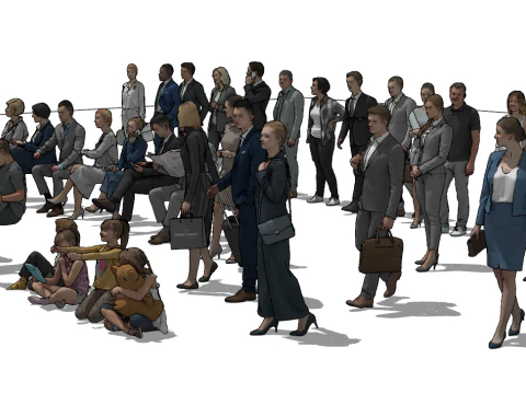 Rich action posture SU character model set 3D Model