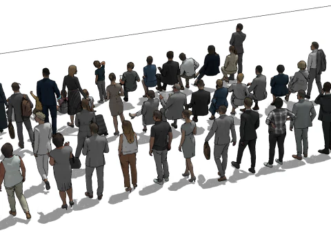 Rich action posture SU character model set 3D Model