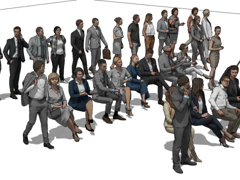 Rich action posture SU character model set 3D Model