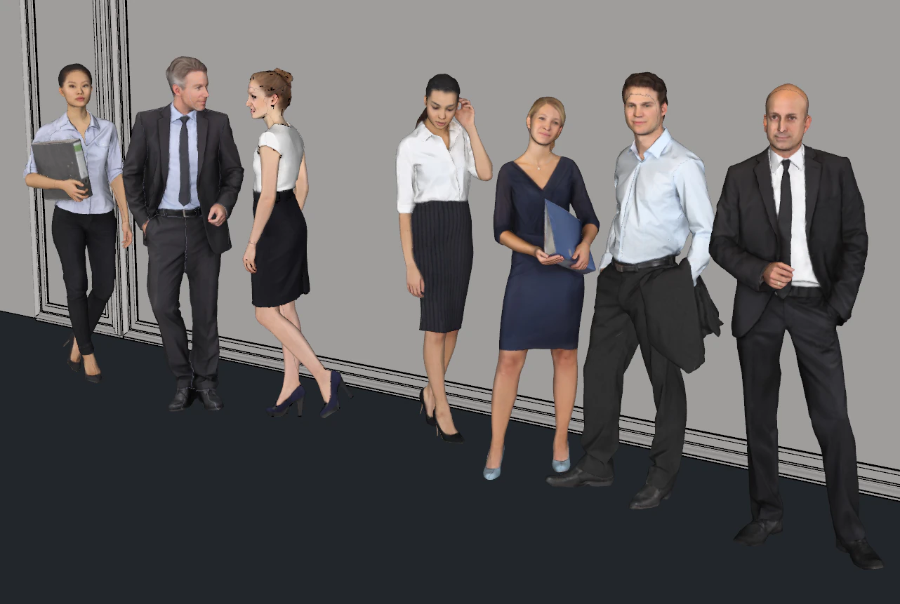 Urban white-collar workers a collection of office and lifestyle character postures 3D Model .c4d .max .obj .3ds .fbx .stl .blend