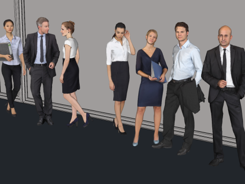 도시 사무직 근로자의 사무실 및 라이프스타일 캐릭터 자세 모음 3D 모델