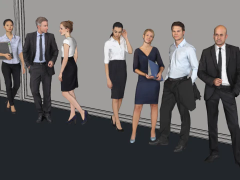 शहरी सफ़ेदपोश कार्यकर्ता कार्यालय और जीवनशैली चरित्र मुद्राओं का एक संग्रह 3D मॉडल