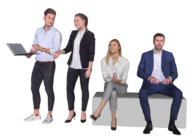 Bibliothèque de postures dynamiques des personnages de bureau Modèle 3D .c4d .max .obj .3ds .fbx .stl .blend