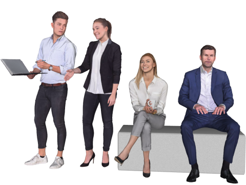 Bibliothèque de postures dynamiques des personnages de bureau Modèle 3D