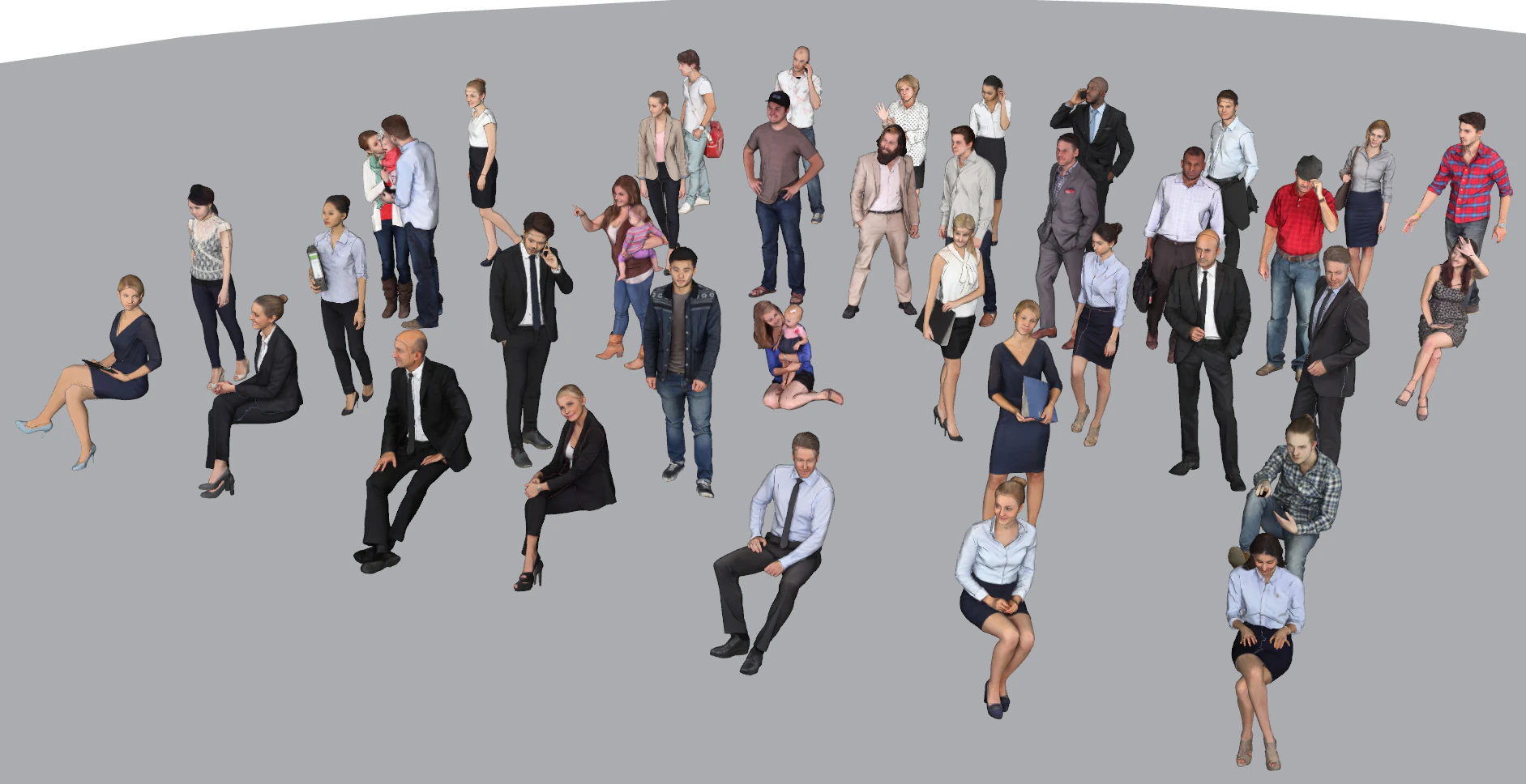 Multi scale character pose SketchUp model library 3D Model .c4d .max .obj .3ds .fbx .stl .blend 