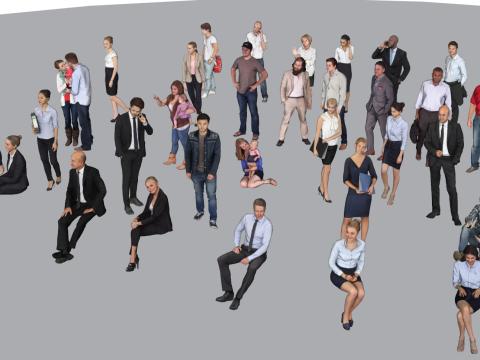 멀티 스케일 캐릭터 포즈 SketchUp 모델 라이브러리 3D 모델