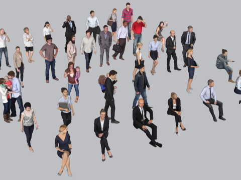 Многомасштабная библиотека моделей позы персонажей SketchUp 3D Модель