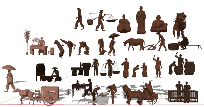 Traditional Culture SketchUp Sculpture Asset Library 3D Model .c4d .max .obj .3ds .fbx .stl .blend 
