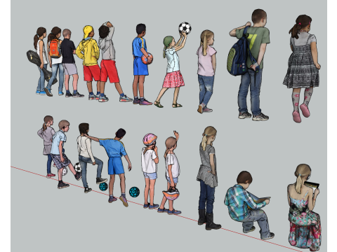 Бібліотека компонентів SketchUp для дитячої постави 3D Модель