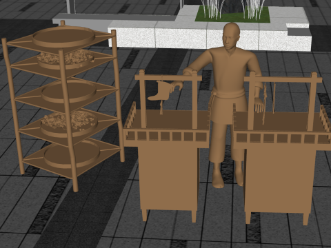 Вулиця династії Цін показує динамічні сцени торговців і пішоходів 3D Модель