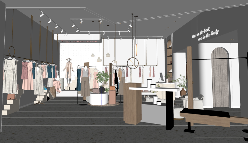 Wabi Sabi Bekleidungsgeschäft im Creme-Stil 3D Modell .c4d .max .obj .3ds .fbx .stl .blend 