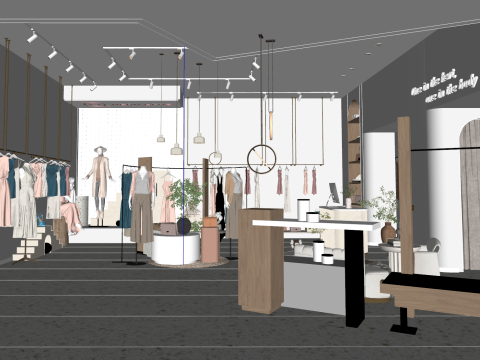 Toko Pakaian Gaya Wabi Sabi Cream Model 3D