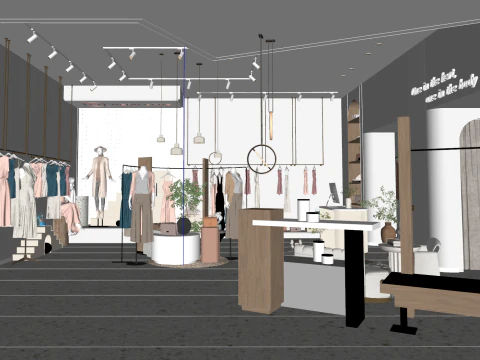 Wabi Sabi Cream Style Clothing Store 3D Model