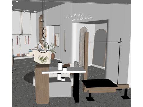 Wabi Sabi Bekleidungsgeschäft im Creme-Stil 3D Modell