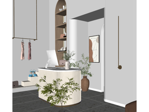 Wabi Sabi Bekleidungsgeschäft im Creme-Stil 3D Modell