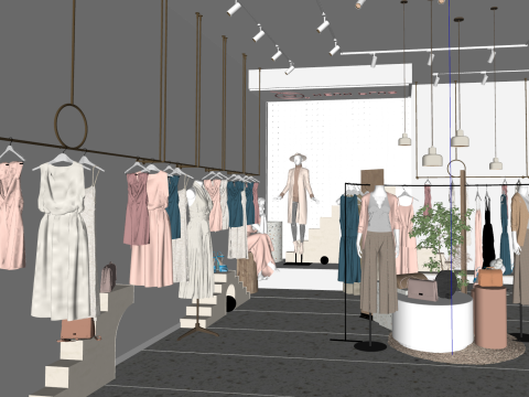 Wabi Sabi Bekleidungsgeschäft im Creme-Stil 3D Modell