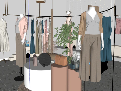 Wabi Sabi Cream Style Clothing Store 3D Model