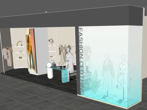 Modern Womens Clothing Store - Showcase Beauty - Nakajima Exhibition Stand - Model Dummies - Clothe 3D Model