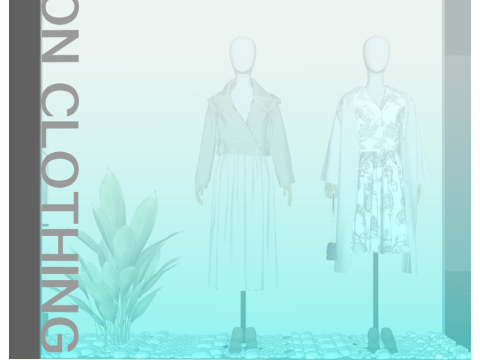 आधुनिक महिला वस्त्र स्टोर - शोकेस सौंदर्य - नकाजिमा प्रदर्शनी स्टैंड - मॉडल डमी - कपड़ा 3D मॉडल