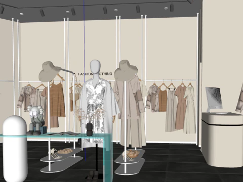 Negozio di abbigliamento femminile moderno - Vetrina di bellezza - Stand espositivo di Nakajima - Model Dummies - Vesti Modello 3D