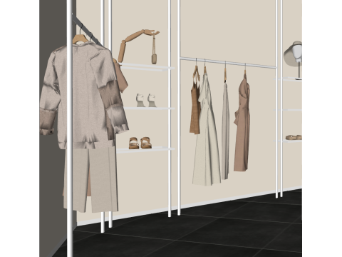 आधुनिक महिला वस्त्र स्टोर - शोकेस सौंदर्य - नकाजिमा प्रदर्शनी स्टैंड - मॉडल डमी - कपड़ा 3D मॉडल