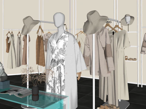 Negozio di abbigliamento femminile moderno - Vetrina di bellezza - Stand espositivo di Nakajima - Model Dummies - Vesti Modello 3D