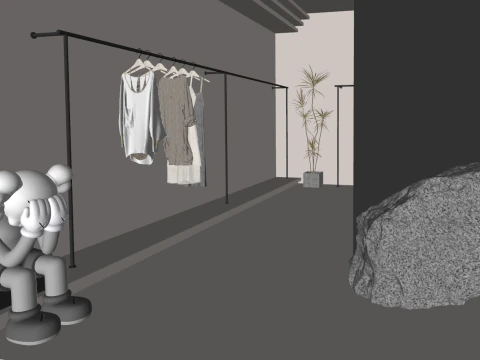 Modern clothing store womens clothing store su model 3D Model